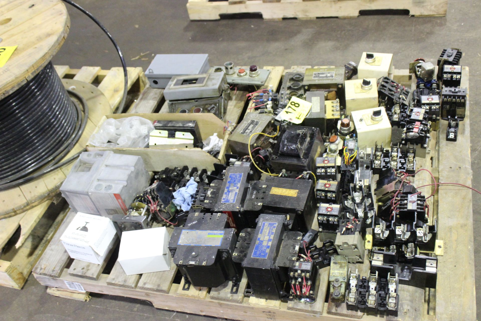 LOT-ASSORTED ELECTRIC COMPONENTS ON SKID