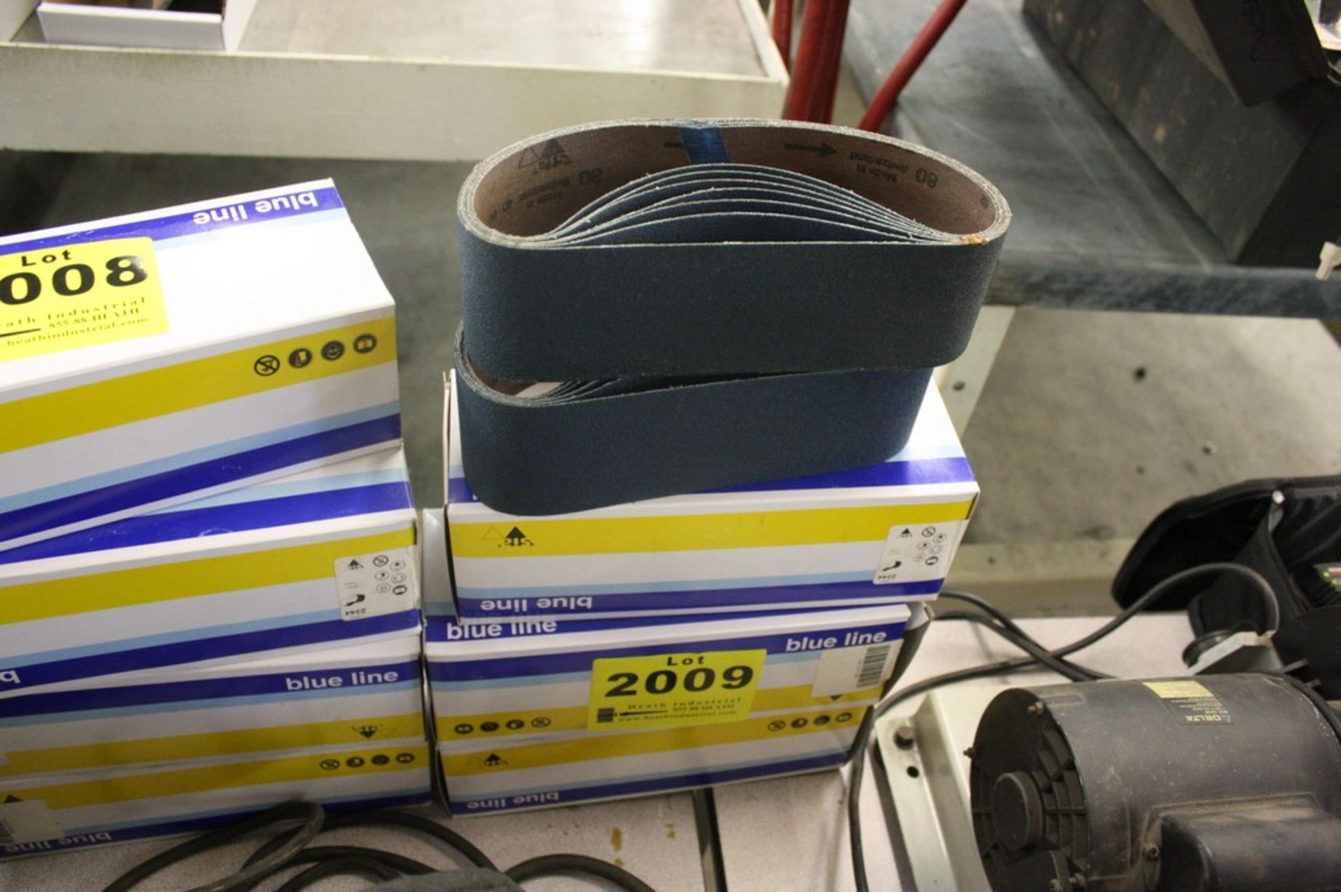 LOT-BLUE LINE SANDING BELTS IN THREE BOXES