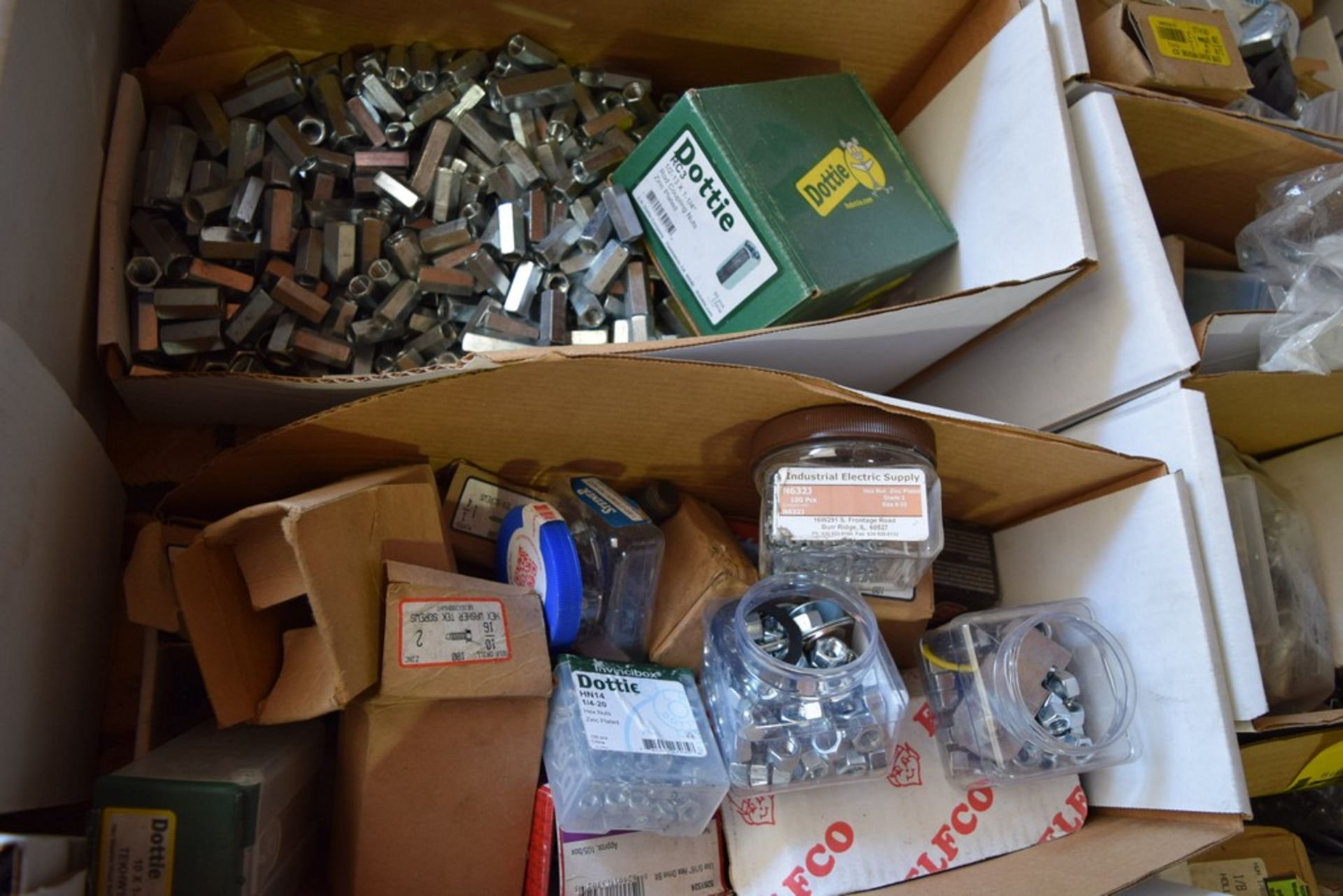 BOXES OF ASSORTED HARDWARE, INCLUDING WASHERS, BOLTS, NUTS, COUPLINGS, LOCKNUTS, ETC. - Image 2 of 3
