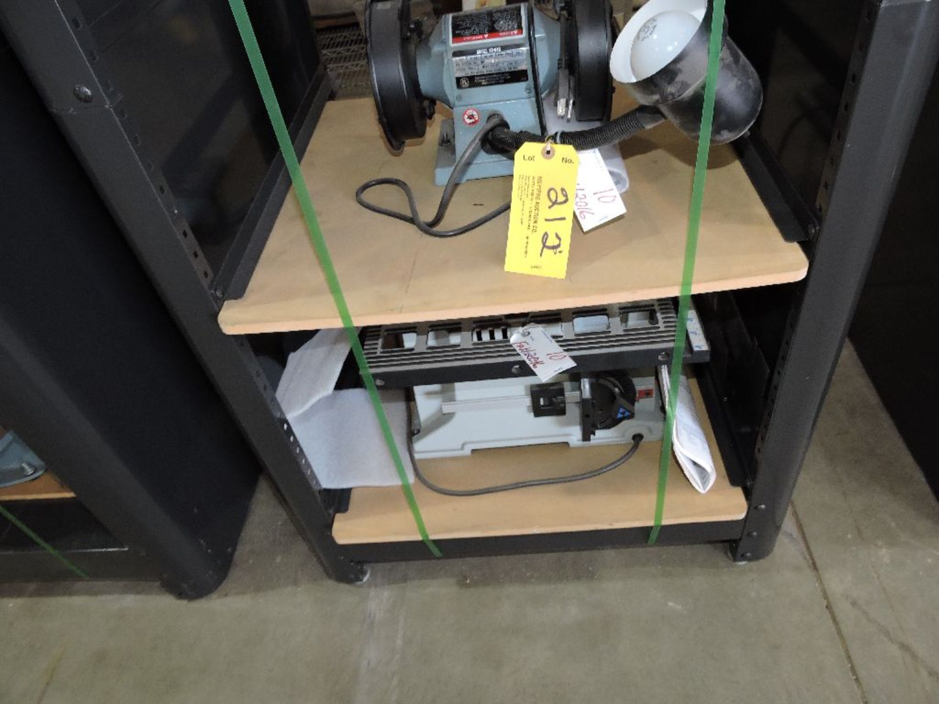NEW Delta chop saw . NEW Delta 16" v.s. scroll saw. NEW Delta 6" v.s. bench jointer. Delta 10" - Image 6 of 7