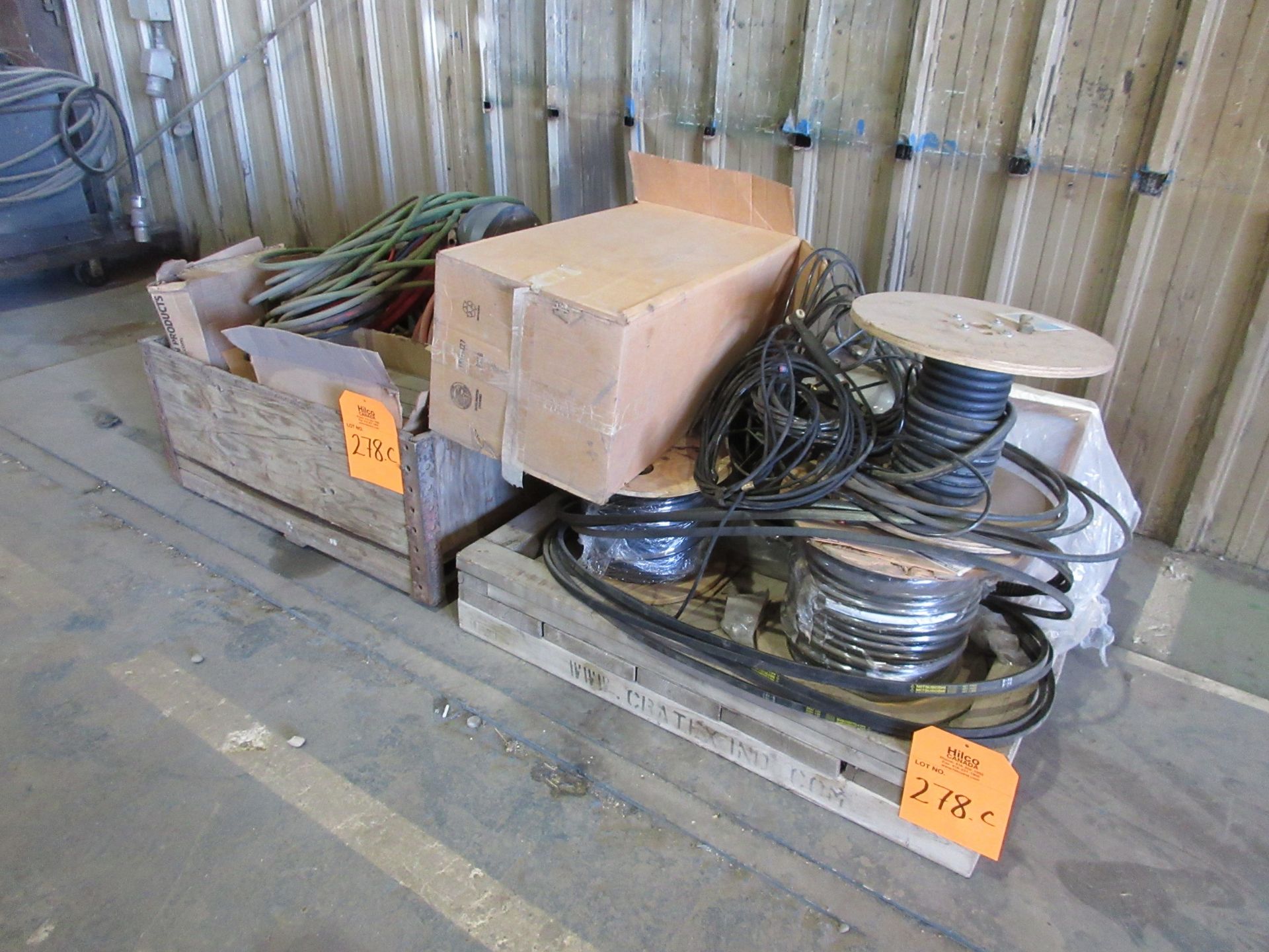 PALLETS OF MISC. HOSES, WIRING, BELTS