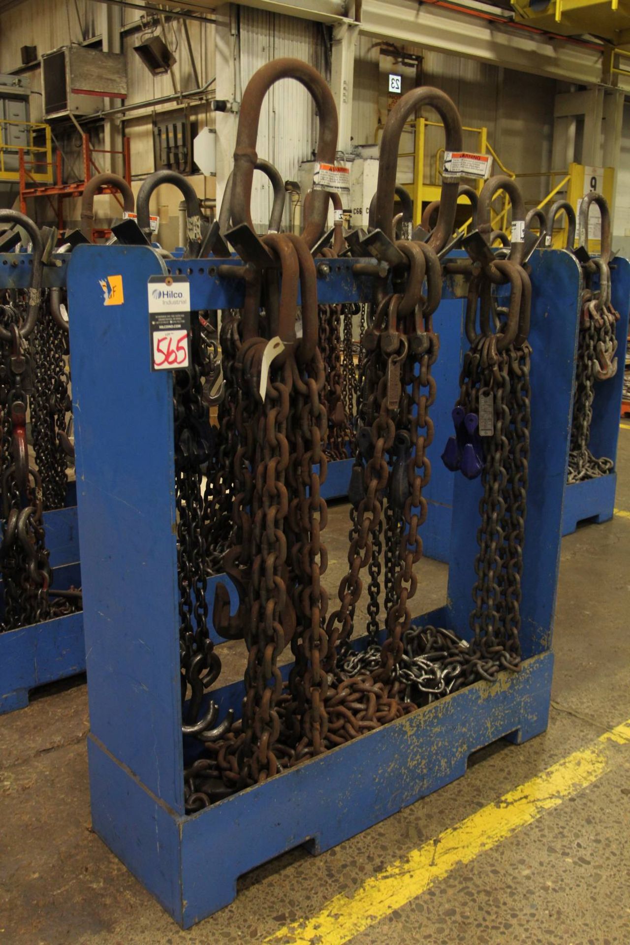 Chain Rack w/ assorted Lifting Chains
