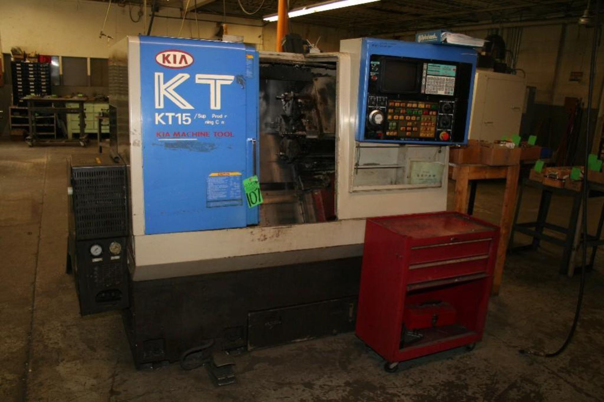 KIA KT15 CNC Lathe, 6" 3-Jaw Chuck, 12 Position Turret, Tail Stock, Ser KT15170, 1994