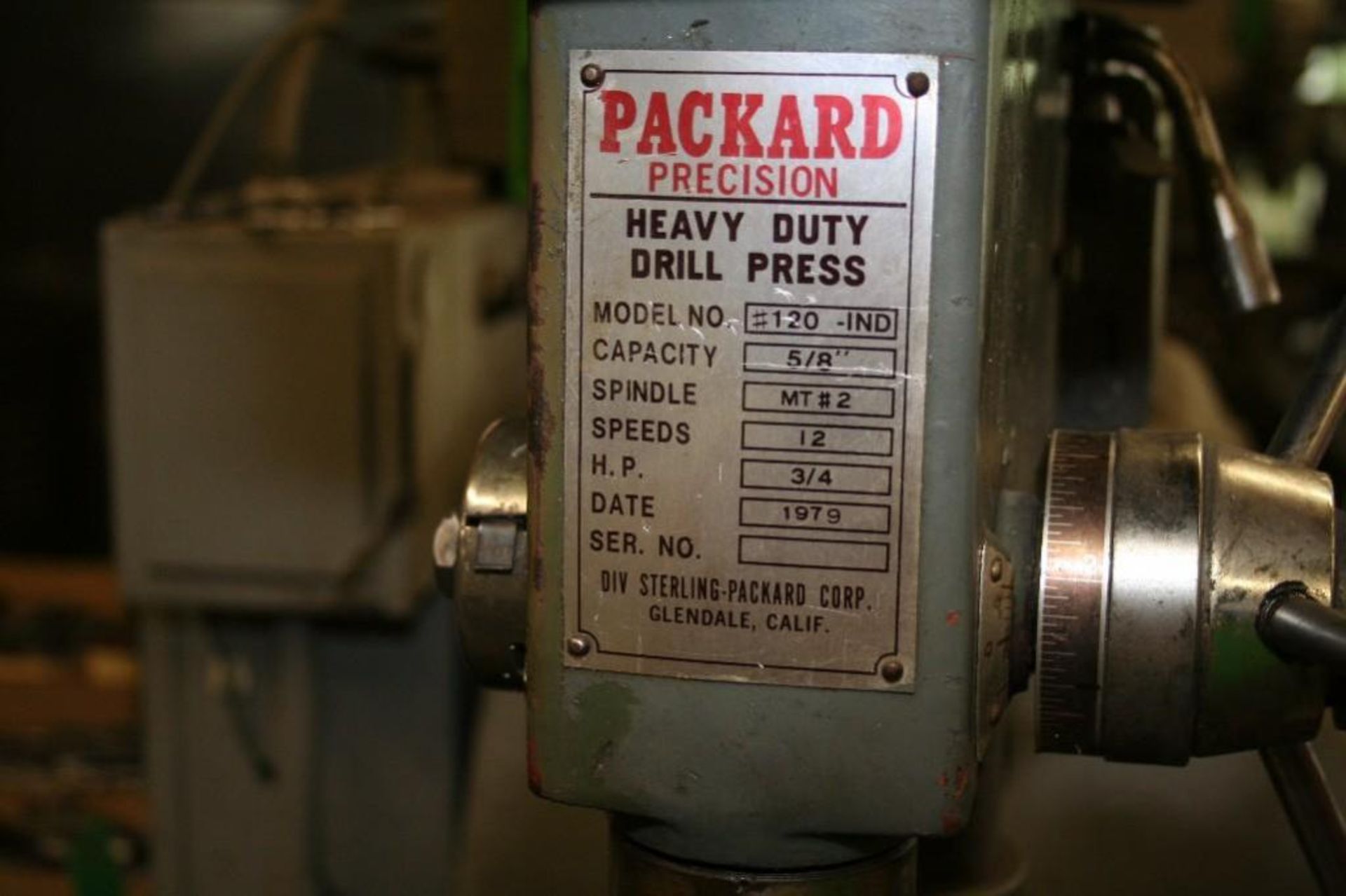 Packard Floor Model Drill Press, 5/8", 3/4 HP, Model 120-HD) - Image 3 of 3