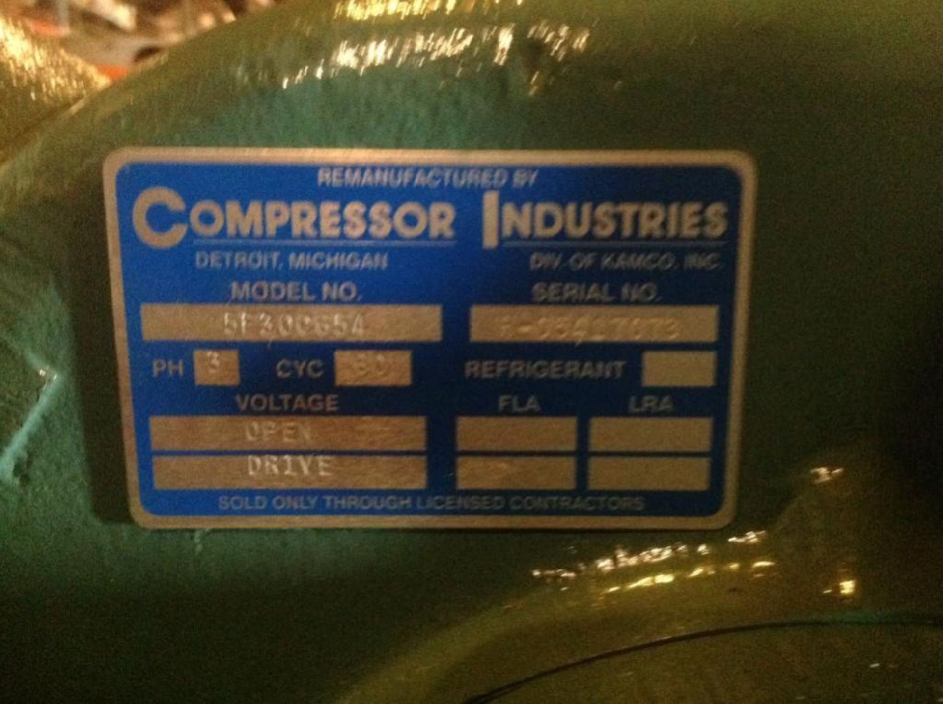 INDRASTRIES MODEL #5F206654 REFRIGERATION COMPRESSOR Refrigeration Compressor is Indrastries model # - Image 5 of 6