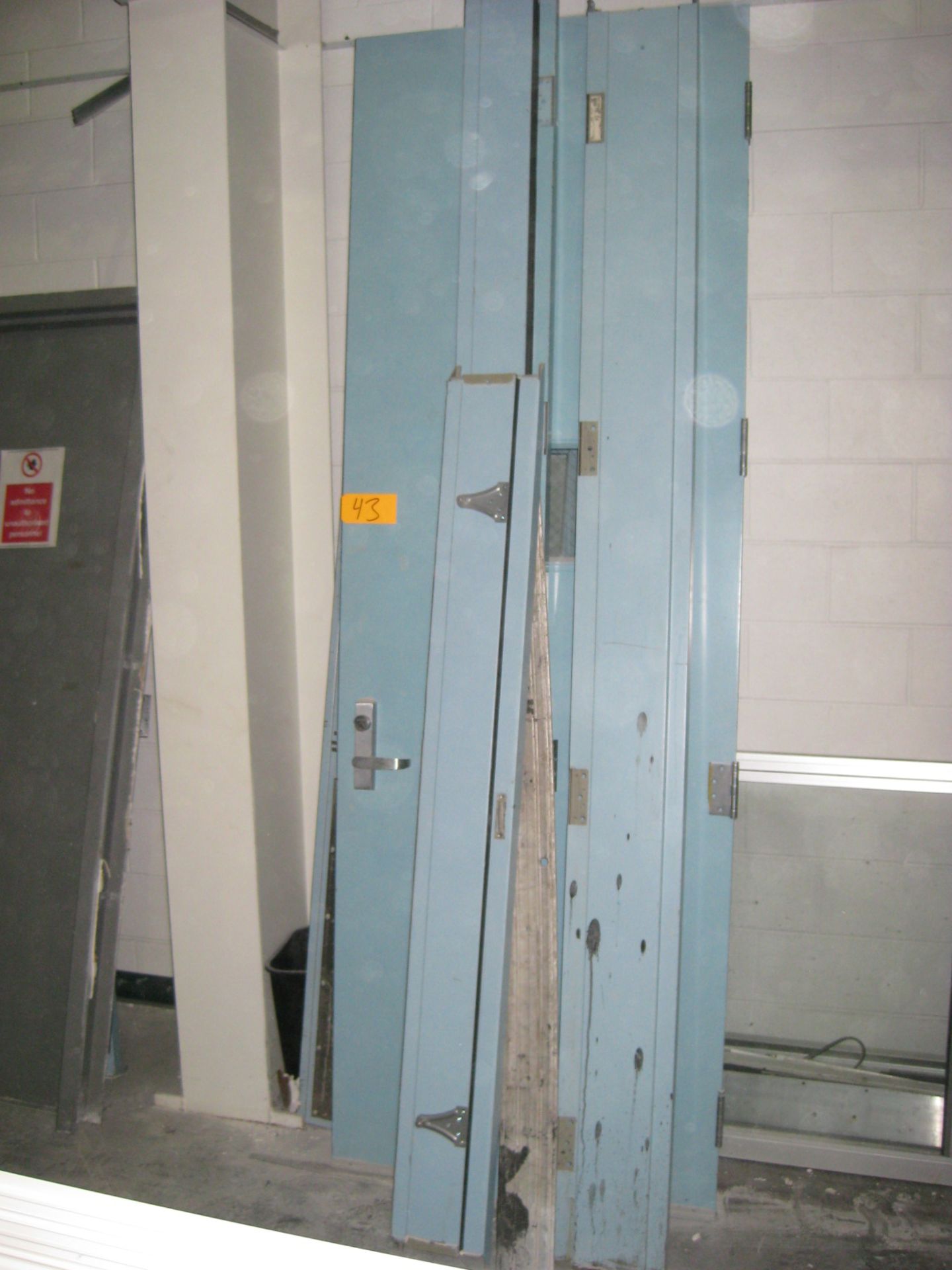 LOT OF 2 STEEL DOORS WITH FRAMES; APPROX SIZE: 105" HIGH X 35" WIDE