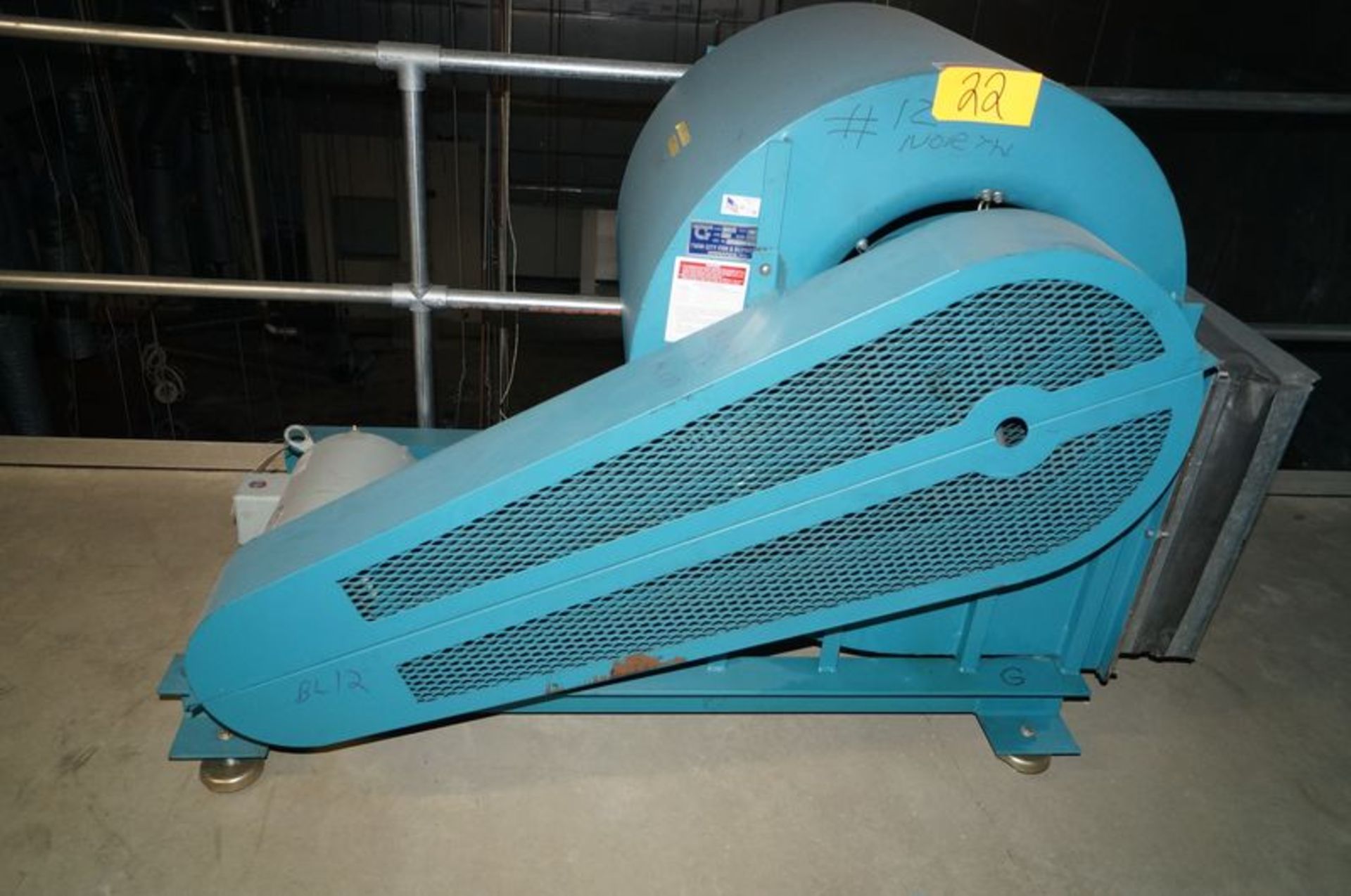 TWIN CITY FAN AND BLOWER UNIT, SIZE 21 , TYPE FC, CLASS 1 ARR 3F, 7 1/2 HP S/N 9-1 *Does not include