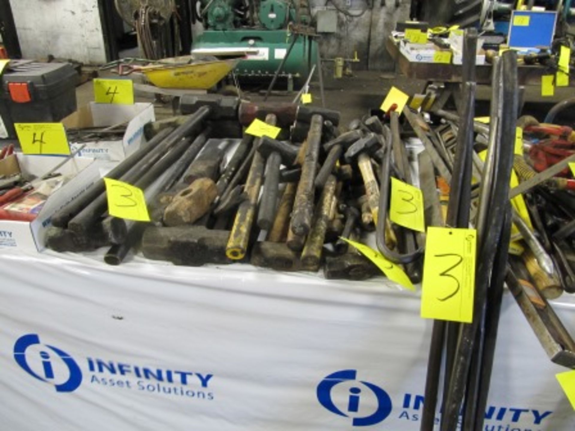 LOT ASST. SLEDGE HAMMERS, PRY BARS, ETC.