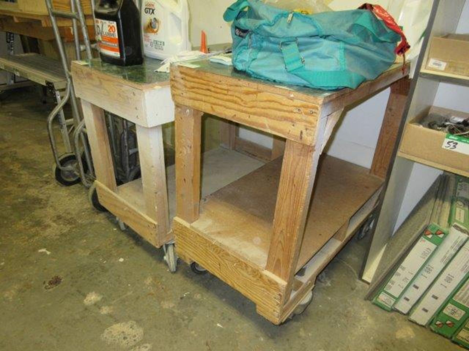 TWO TIER WOODEN SHOP CART