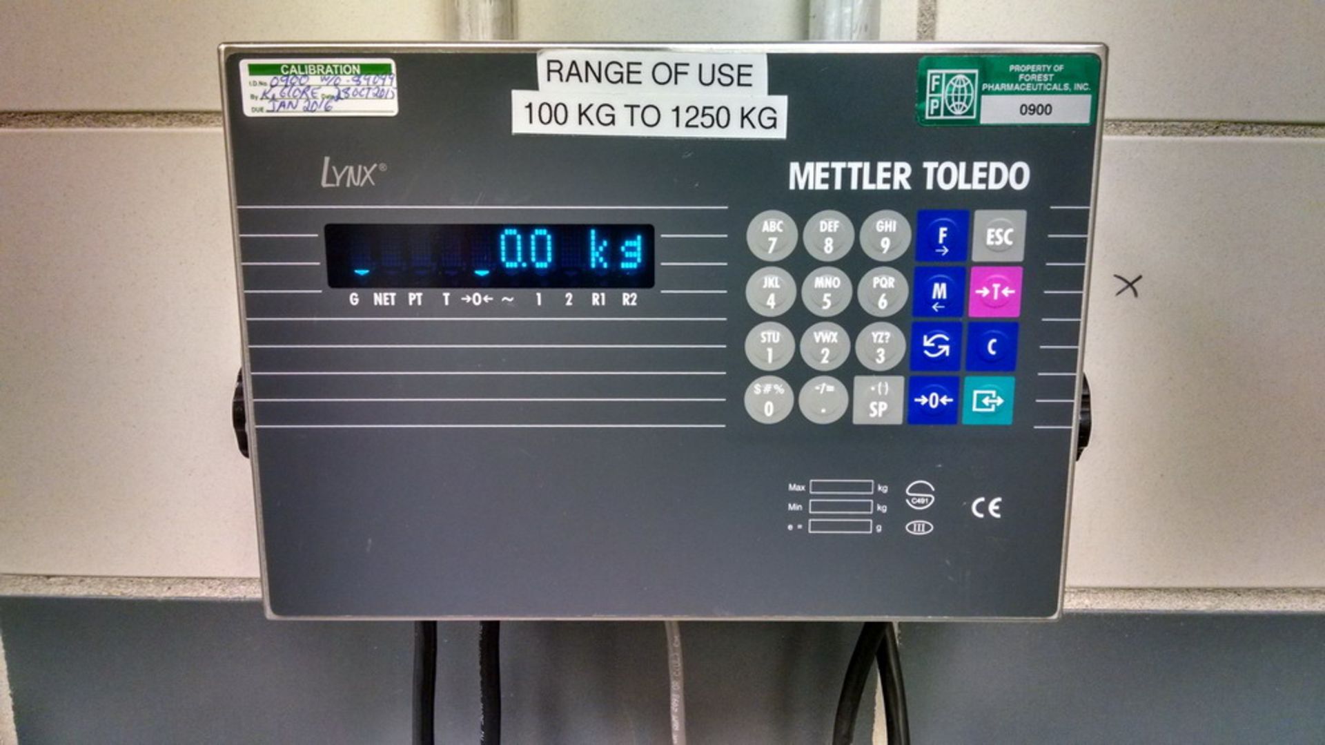 Mettler Toledo Scale 100KG to 1250KG, Model LYNX, S/N 5445545-5HF