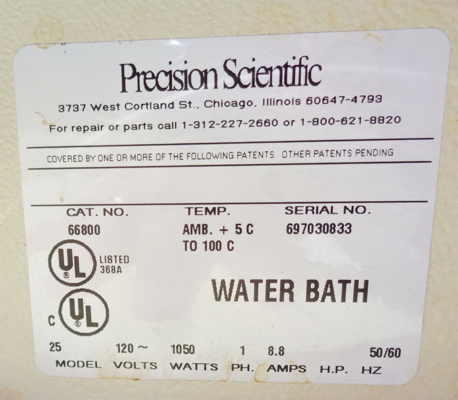 Precision Scientific 66800 Reciprocal Shaking Water Bath, S/N 697030883 - Image 6 of 6