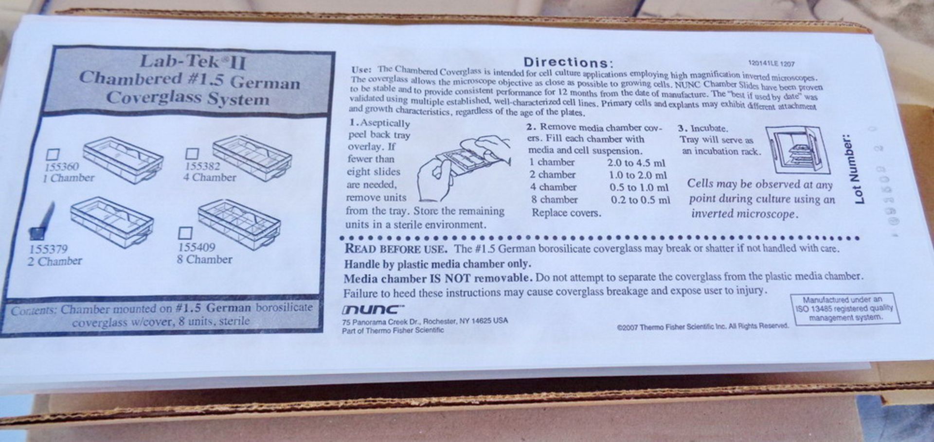 Box containing Lab-Tek Model 155379 Chambered Coverglass with cover - Image 3 of 3