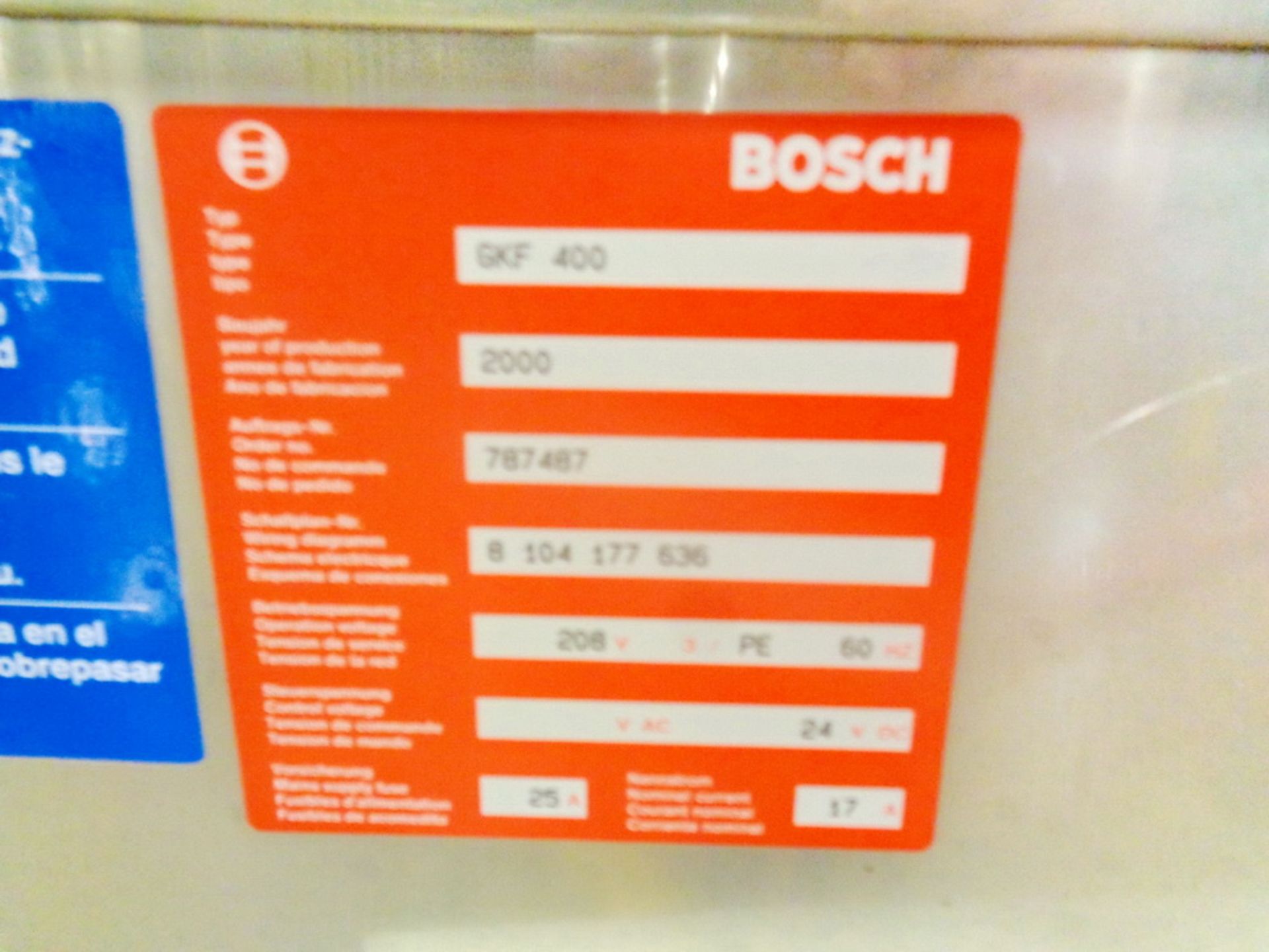 (1) Bosch Capsule Filler, Model GKF400, S/N 787487MS2001W - Image 15 of 18