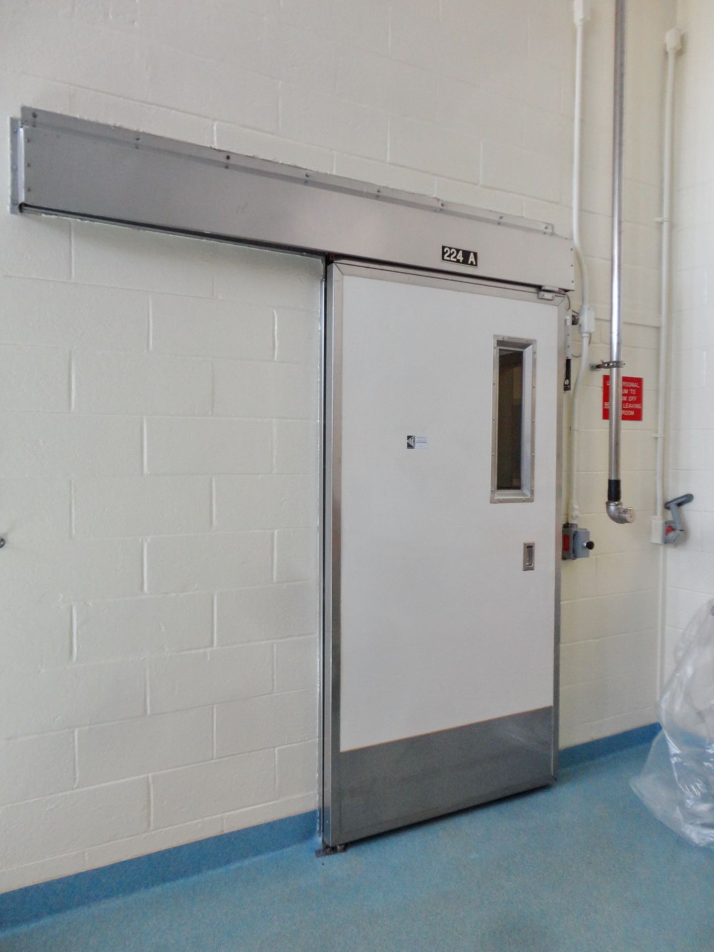 (1) Pharmaceutical Door, Manual Horizontal Sliding Single Panel Type, 44" wide panel, w/ window