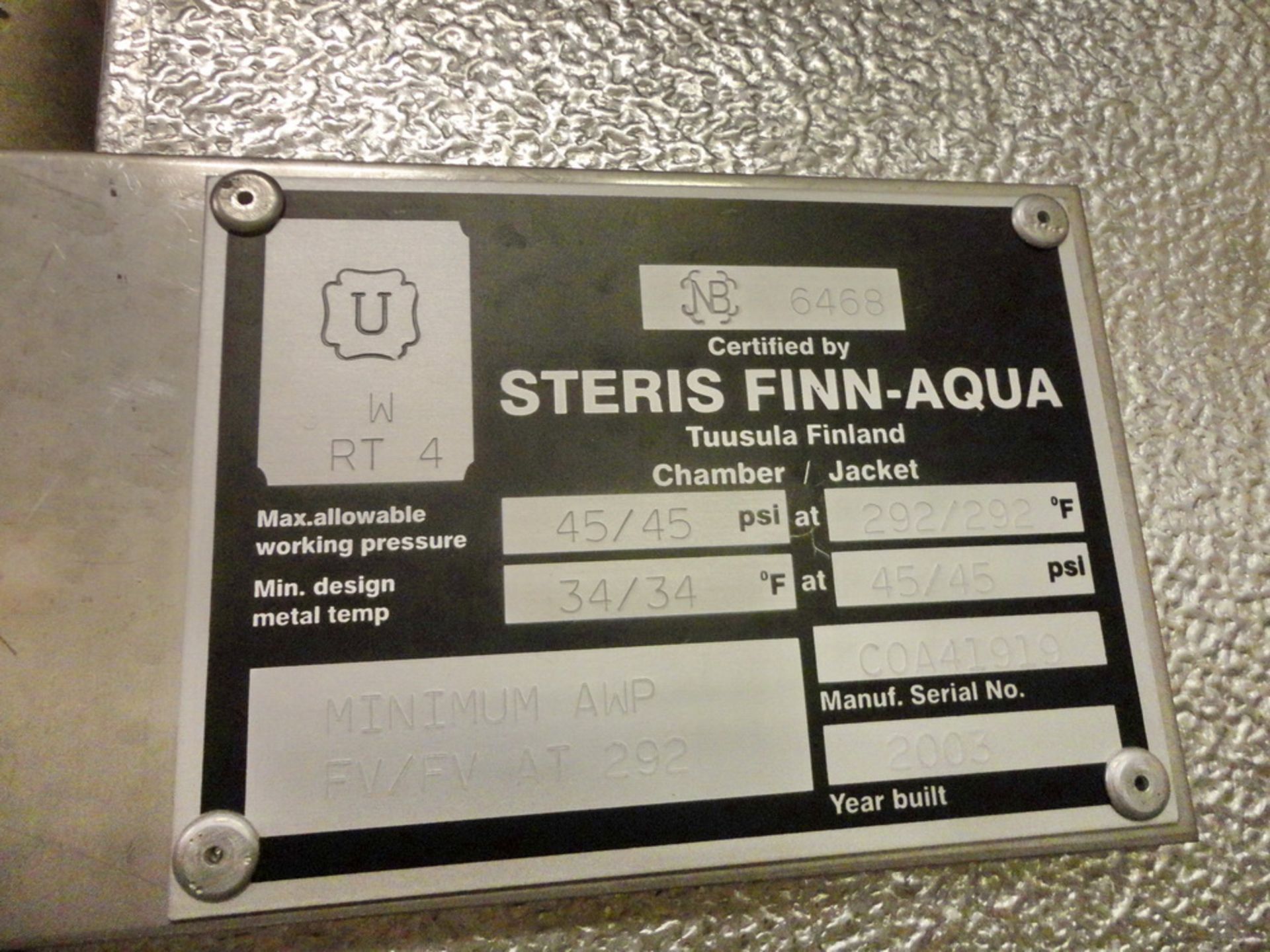 (1) Steris Finn-Aqua Pass Thru Autoclave, Model NA, S/N C0A41919 - Image 13 of 14