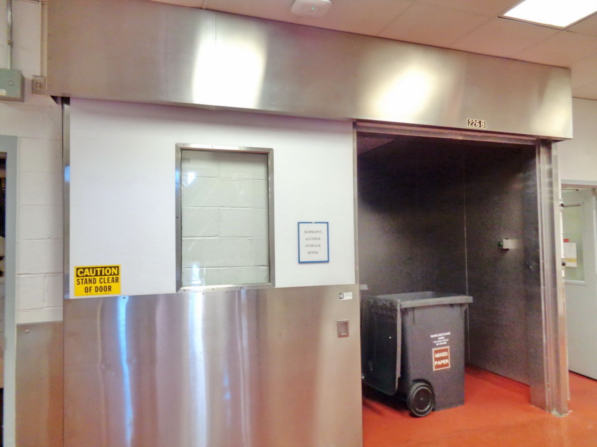 (1) Pharmaceutical Door, Automatic Horizontal Sliding Single Panel Type, opening 6' w x 8' H