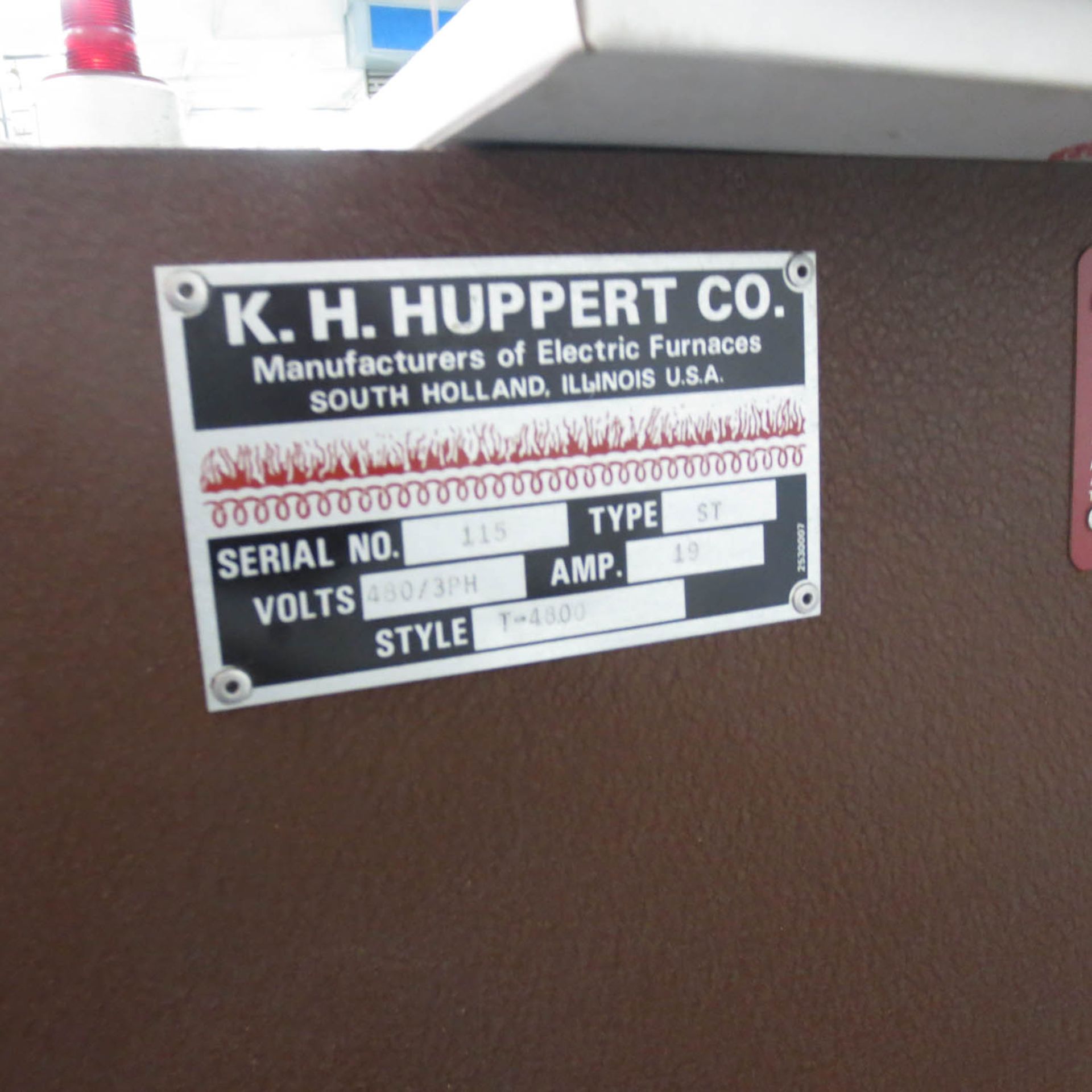 HUPP-CO T-4800 ELECTRIC FURNACE, 480 V, 3 PH, 19 AMPS, ST TYPE, S/N:115 - Image 2 of 2