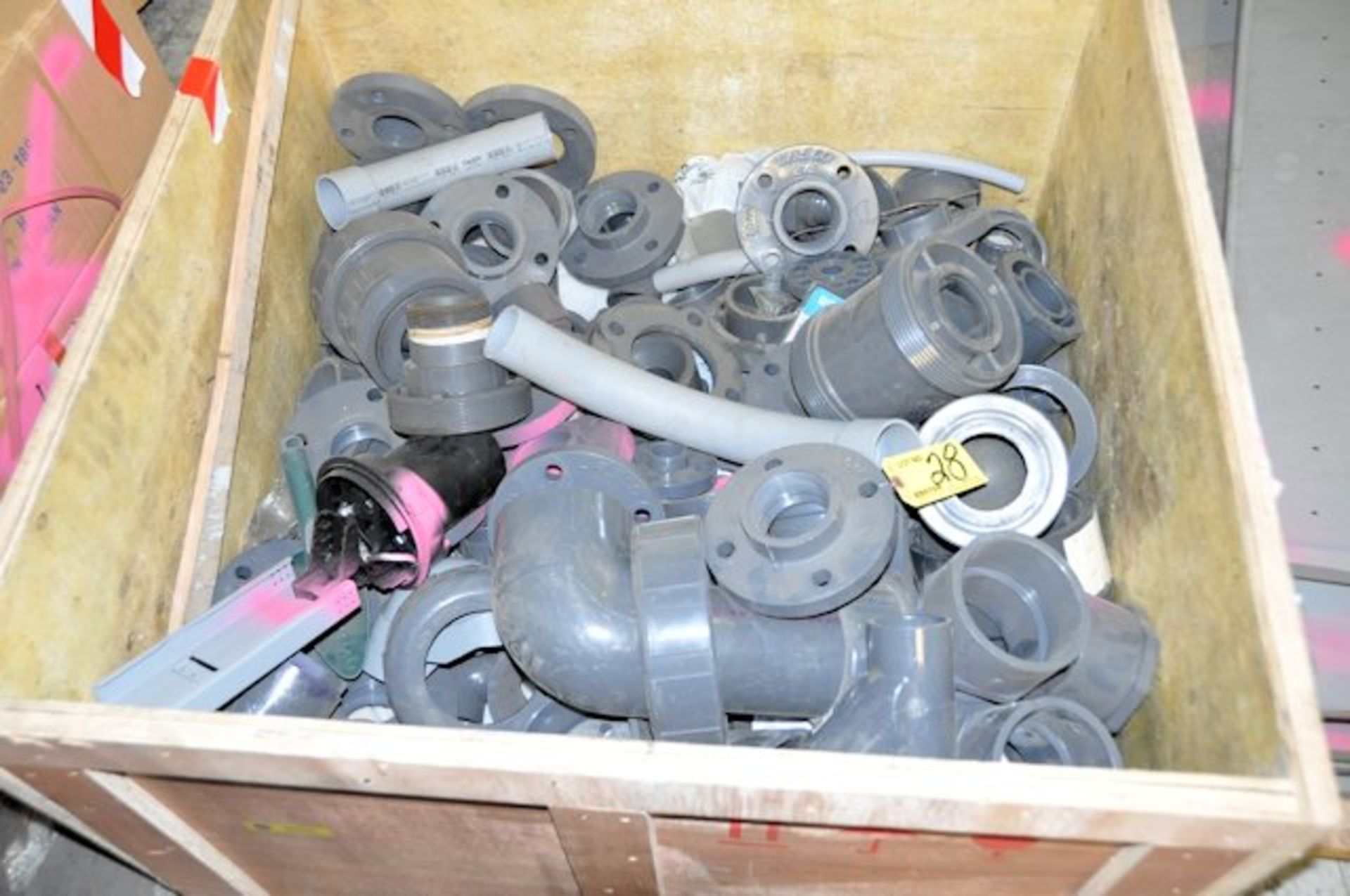 LOT OF PVC VALVES & FITTINGS ON [1] PALLET & [2] CRATES