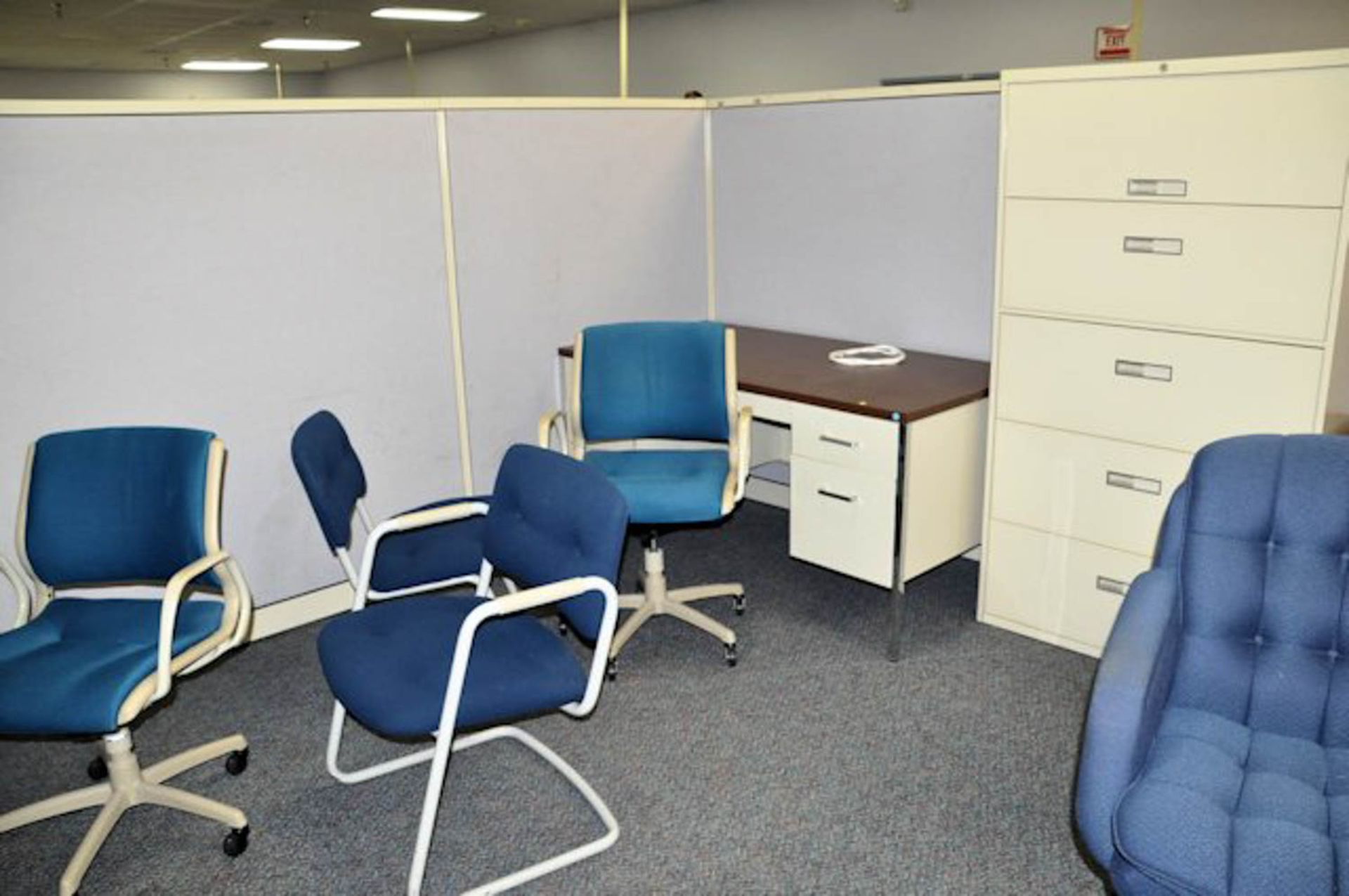 LOT OF (3) DESKS AND (3) LATERAL FILE CABINETS