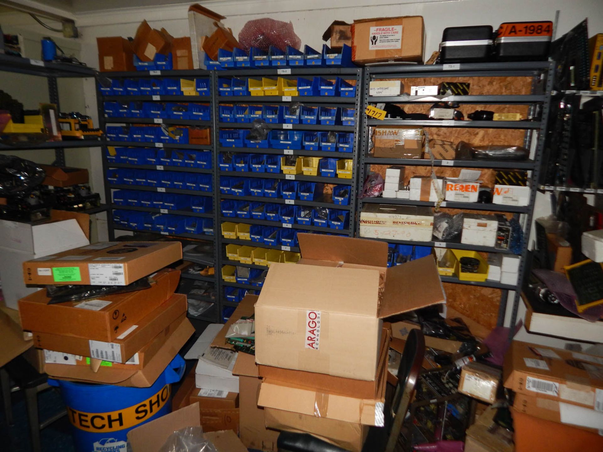 CONTENTS OF ROOM, INCLUDING: PC BOARDS FOR MACHINES, SHELVING, CABINETS, MONITORS, ETC.