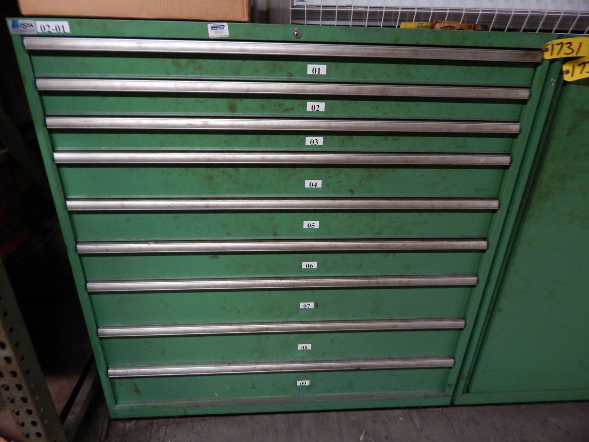 9-DRAWER LISTA CABINET WITH ASSORTED BEARINGS