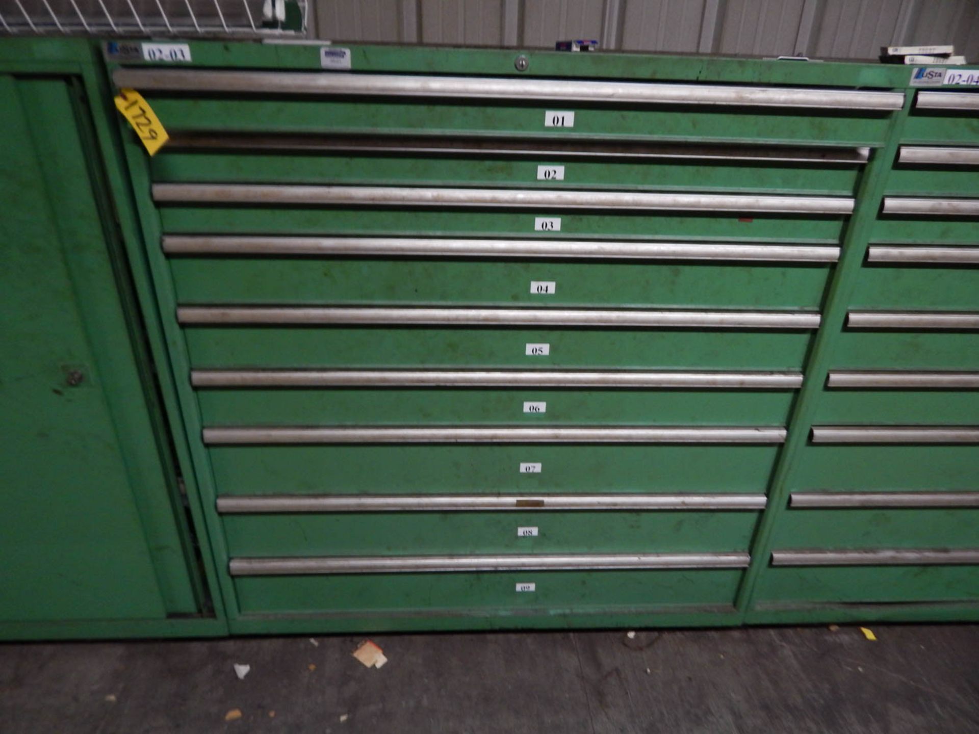 9-DRAWER LISTA CABINET, WITH ASSORTED BEARINGS