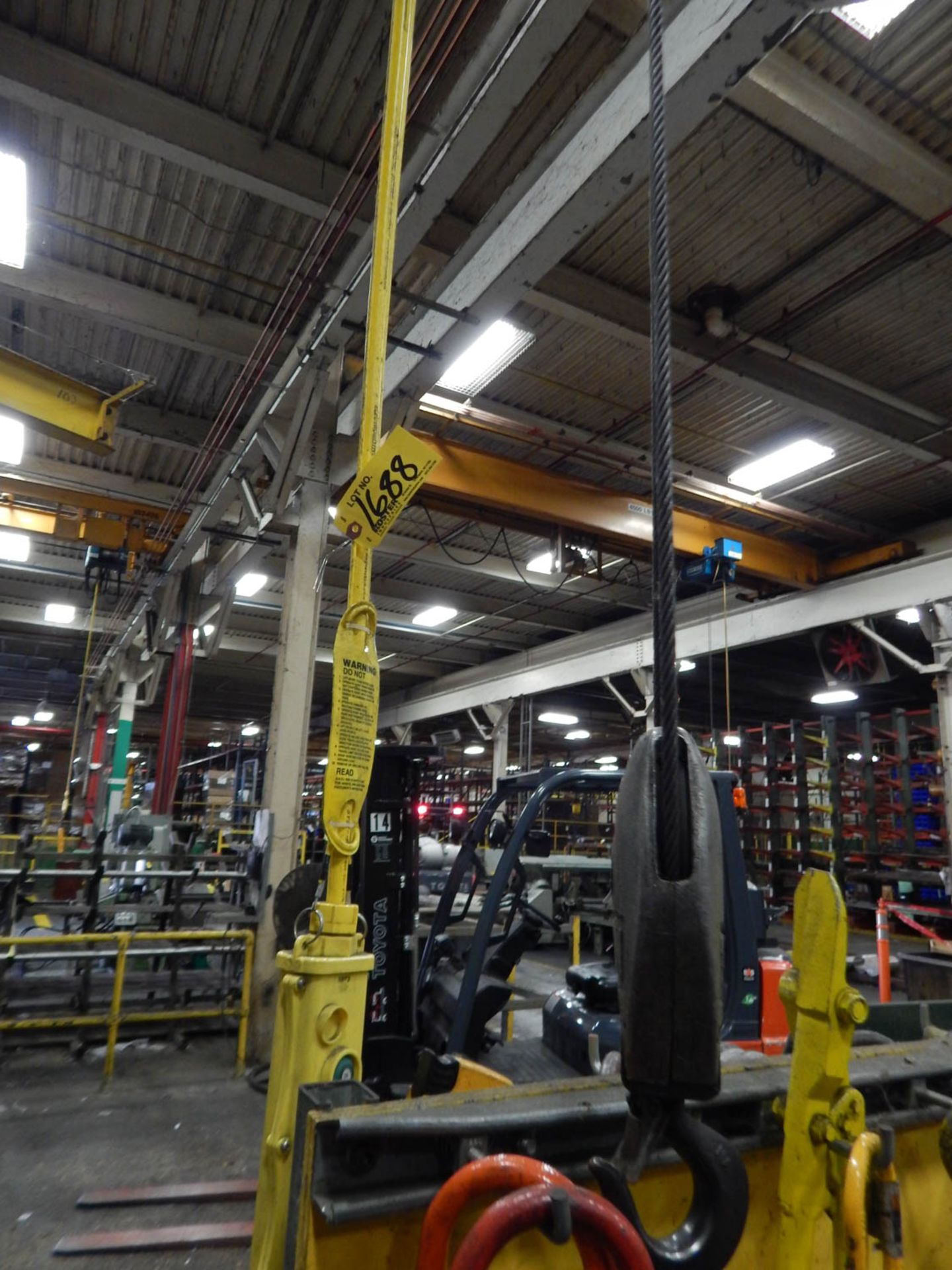 ANCHOR CRANE & HOIST 2 TON CAPACITY BRIDGE CRANE, WITH SHAW BOX 2 TON HOIST, APPROXIMATELY 18' SPAN,