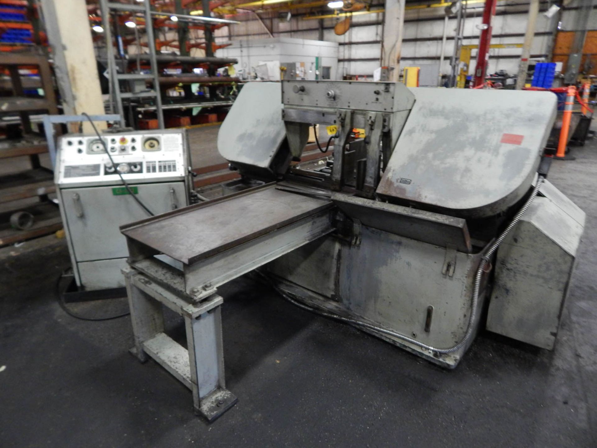 MARVEL SERIES 15A HORIZONTAL BANDSAW, WITH 18'' OPENING, CONTROL PANEL, CONVEYOR, S/N: E-15754