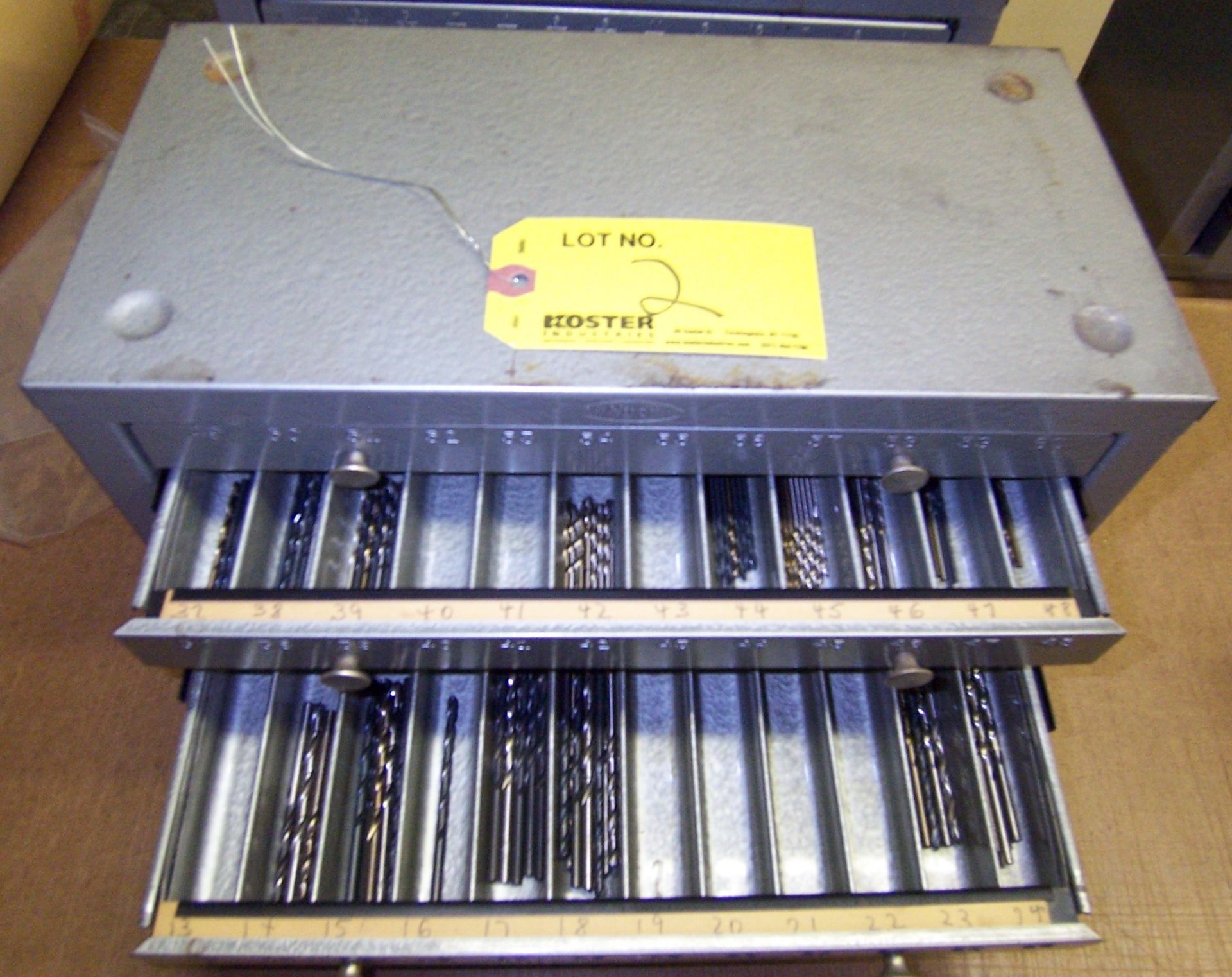 HUOT DRILL CABINET WITH ASSORTED DRILL BITS