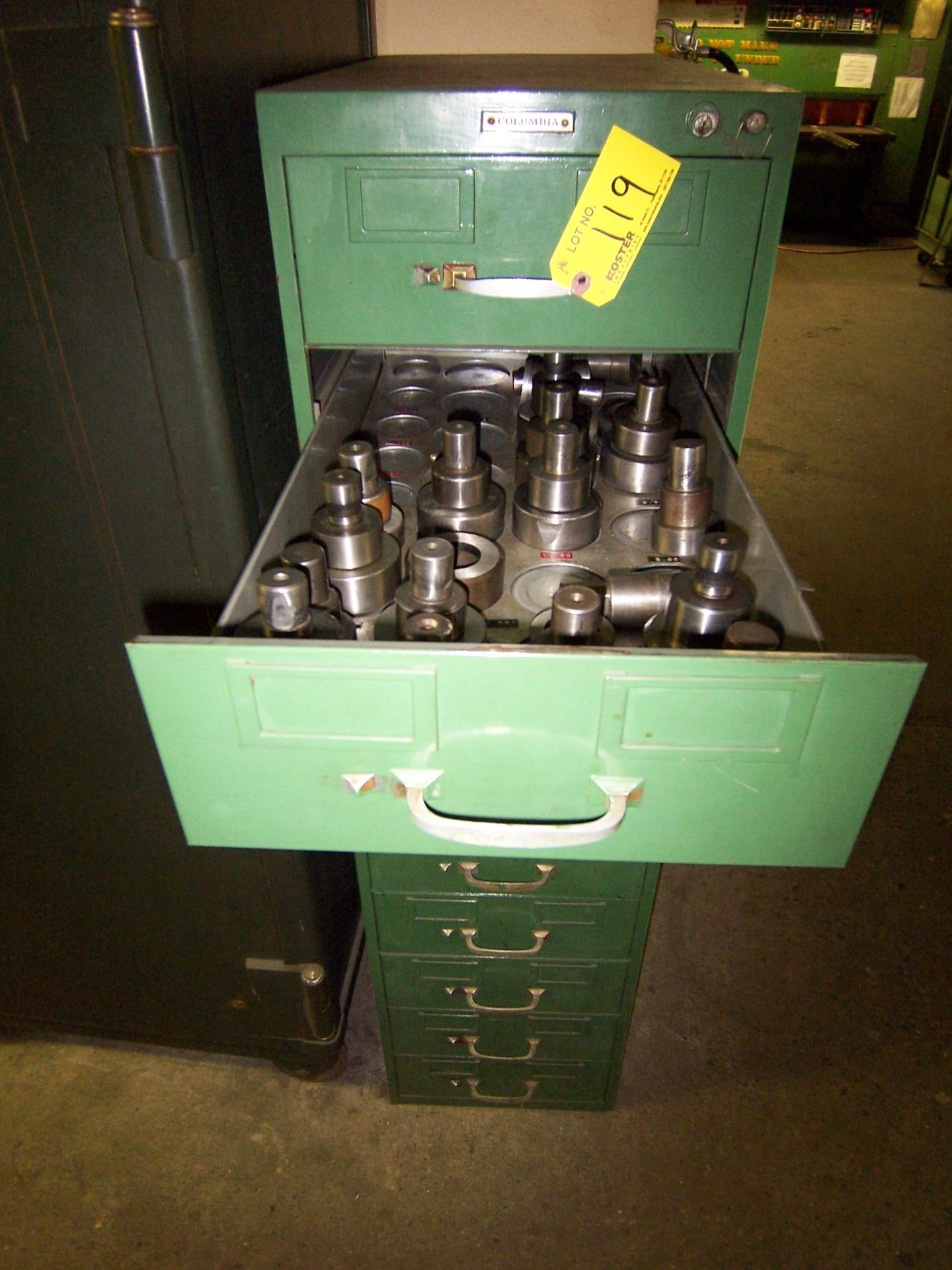 ASSORTED TURRET PUNCH TOOLING & CABINET
