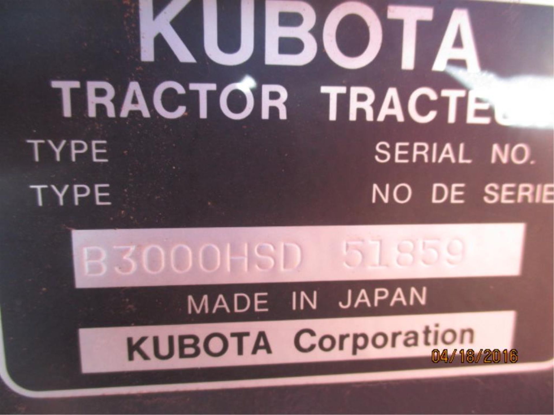 2014 B3000 Kubota 30HP FWA Utility Tractor & Cab - Image 7 of 7