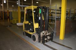 Hyster 3,000 lb. Sit Down Electric Forklift, S/N F108V27350A, 3 Stage Lift, Side Shift, 360 Degree
