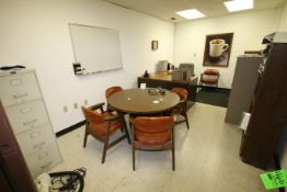 Contents of Office, Includes Office Round Table, (5) Office Chairs, L-Shaped Desk, White Board