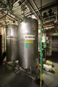 (2) 2-Tank Skid Mounted CIP System with (4) WCB 490 Gal. S/S Tanks, (2) Fristam 15 hp Centrifugal