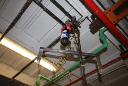 Pneumatic Hoist System with Cross Beams, 500 lb. Capacity with S/S Hook Attachment