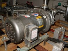 Thomsen stainless steel centrifugal pump with Baldor 3hp, 1745 drive motor.  Baldor Electric