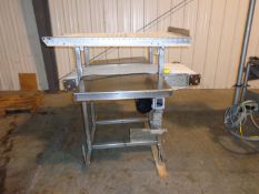 (1) S.S. Conveyor 14" W X 44" L, top mounted roller conveyor, s.s. packoff trays each size &