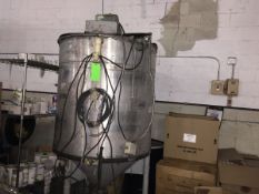 Approx.. 500 Gal. Insulated and Jacketed Vertical Cone-Bottom Steel Lined Chocolate Tank with Top