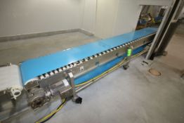 Marchant Schmidt Aprox. 17 ft. L x 24" W S/S Power Belt Infeed Conveyor, ID #7140-035 with Aprox.