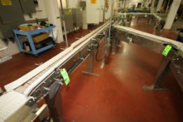 (2) Sections Garvey Infeed and Outfeed S/S Product Conveyor with 3-1/4" Table Top Plastic Chain,