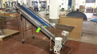 Aprox. 90" L Like New Econo Cheese Equipment Inclined Portable Power Belt Conveyor, S/N 3081000