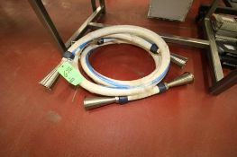 New Sanitary Couplers 2" W Suction - Discharge Hoses, 150 psi; (2) Aprox. 105" L x 8" W and (1)