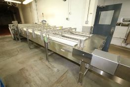 2010 - 3-Lane Conveyor Each with 9" W Intralox Belt, S/S Constructed with 1.5 hp Drives, Side Rails,