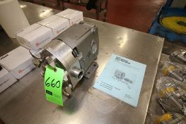 WCB Pump Head, Model 030, S/N 6560 SS with 1-1/2" Clamp Type and Threaded Inlet/Outlet