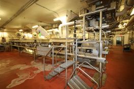Custom Design IWS Cheese Production Casting Line Table, Aprox. 38 ft. L x 36" W at 8-Wide