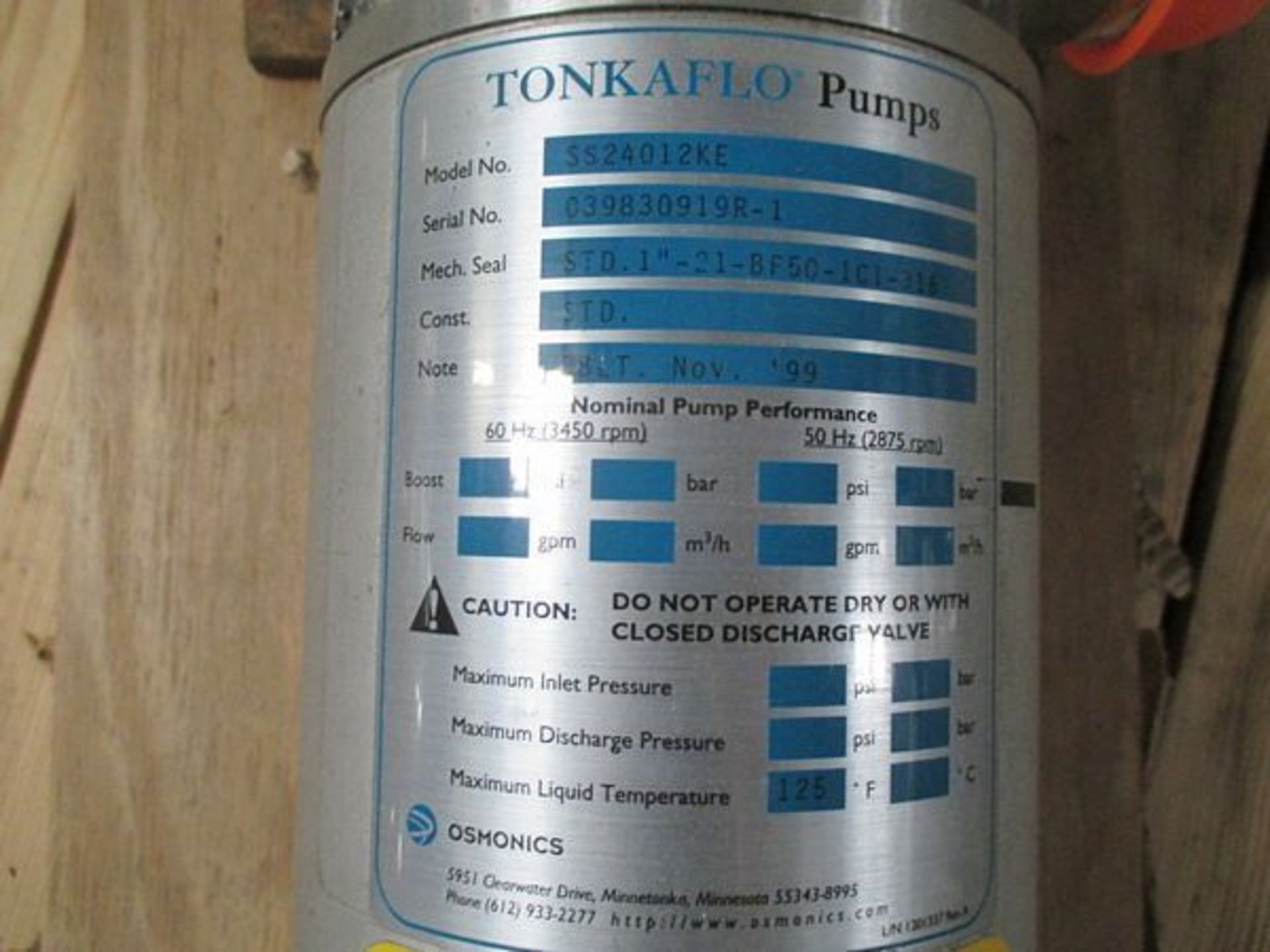 GE Osmonics TonkaFlo Ro System Pump - Image 2 of 3