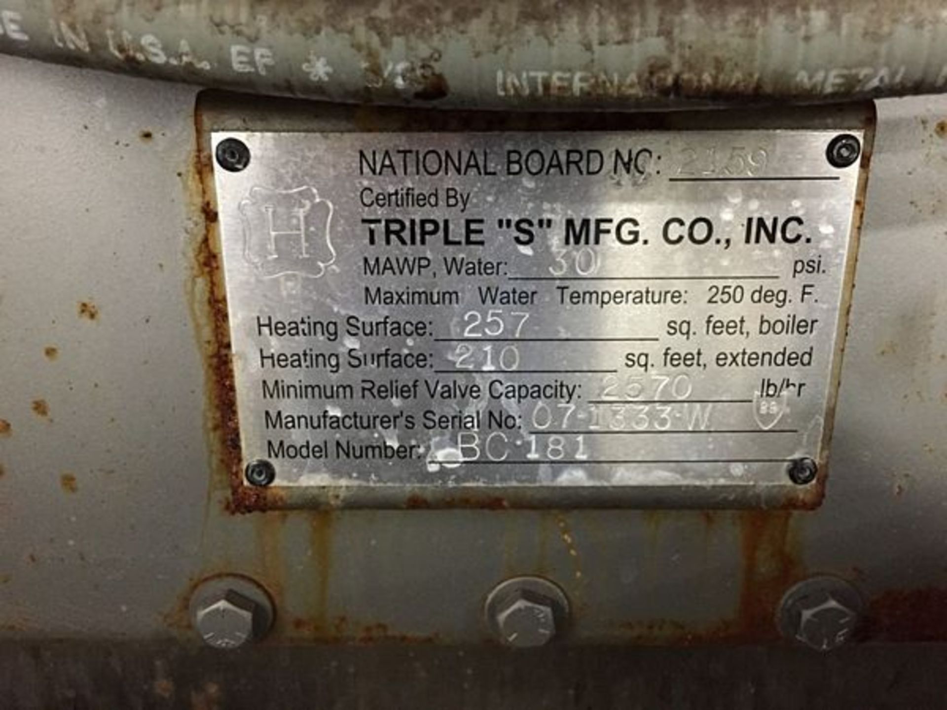 Triple S Boiler BTU 1,800,000 Nat Gas - Image 6 of 7