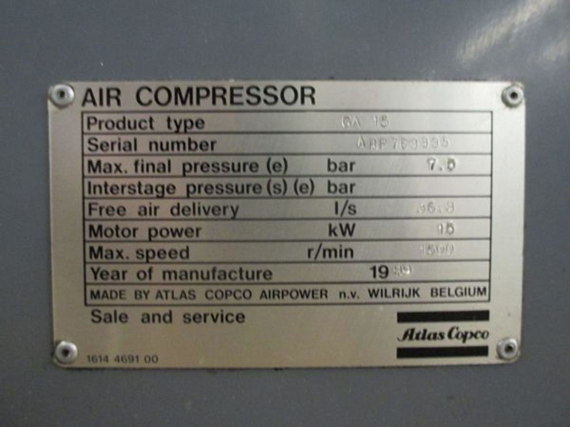 Atlas Copco Air Compressor 20HP - Image 2 of 4