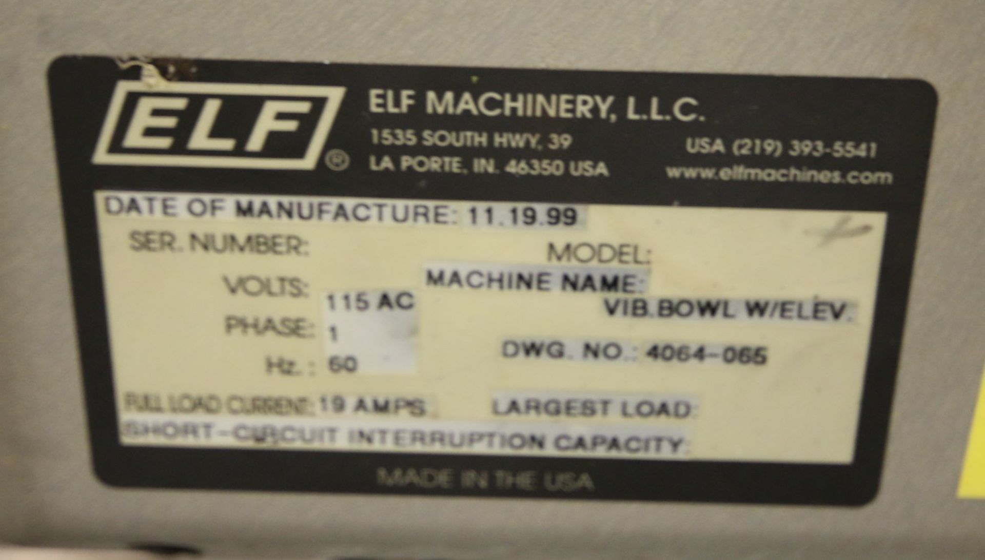 Elf 6-Head S/S Screw Capper, Model ACT600L, S/N 991295 includes Elf 24" S/S Vibratory Cap Feeder, - Image 4 of 11