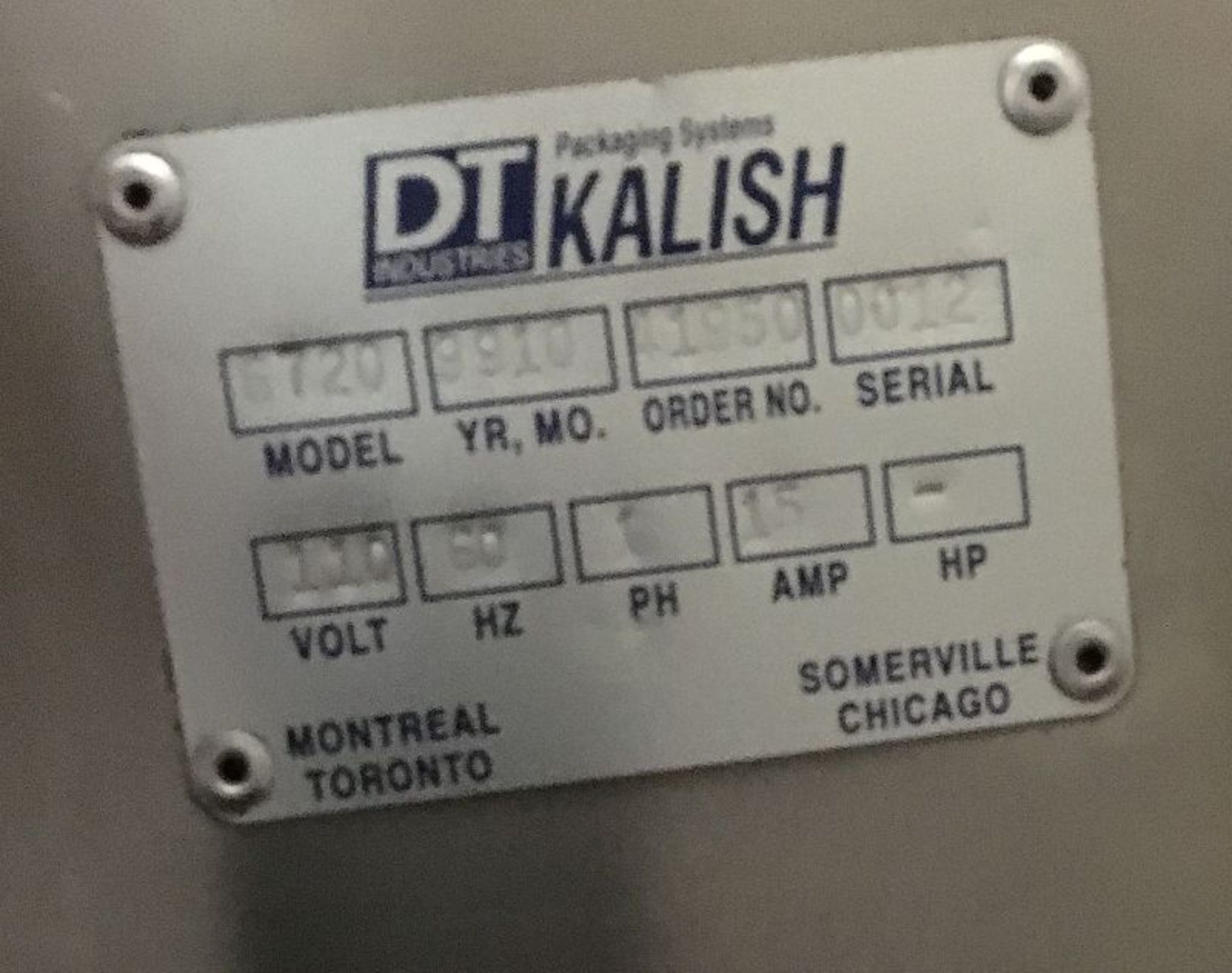 DT Kalish Labelstar Labeler - NO RESERVE - Model Labelstar 6720, Serial 11950, 110 Volts, 60Hz, 1 - Image 5 of 5
